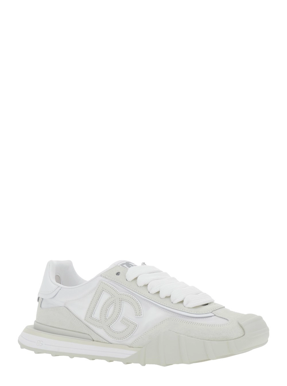 Dolce & Gabbana Sneaker 'DG Athletic' Low Top con Maxi Logo sul Lato e Patch Logo sulla Linguetta in Pelle Scamosciata e Mesh Bianca Uomo, view 2
