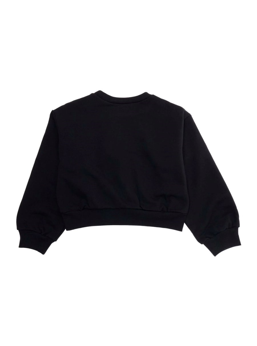 Marni kids Felpa Girocollo con Maxi Logo Lettering sul Fronte in Cotone Nera Bambina, view 2