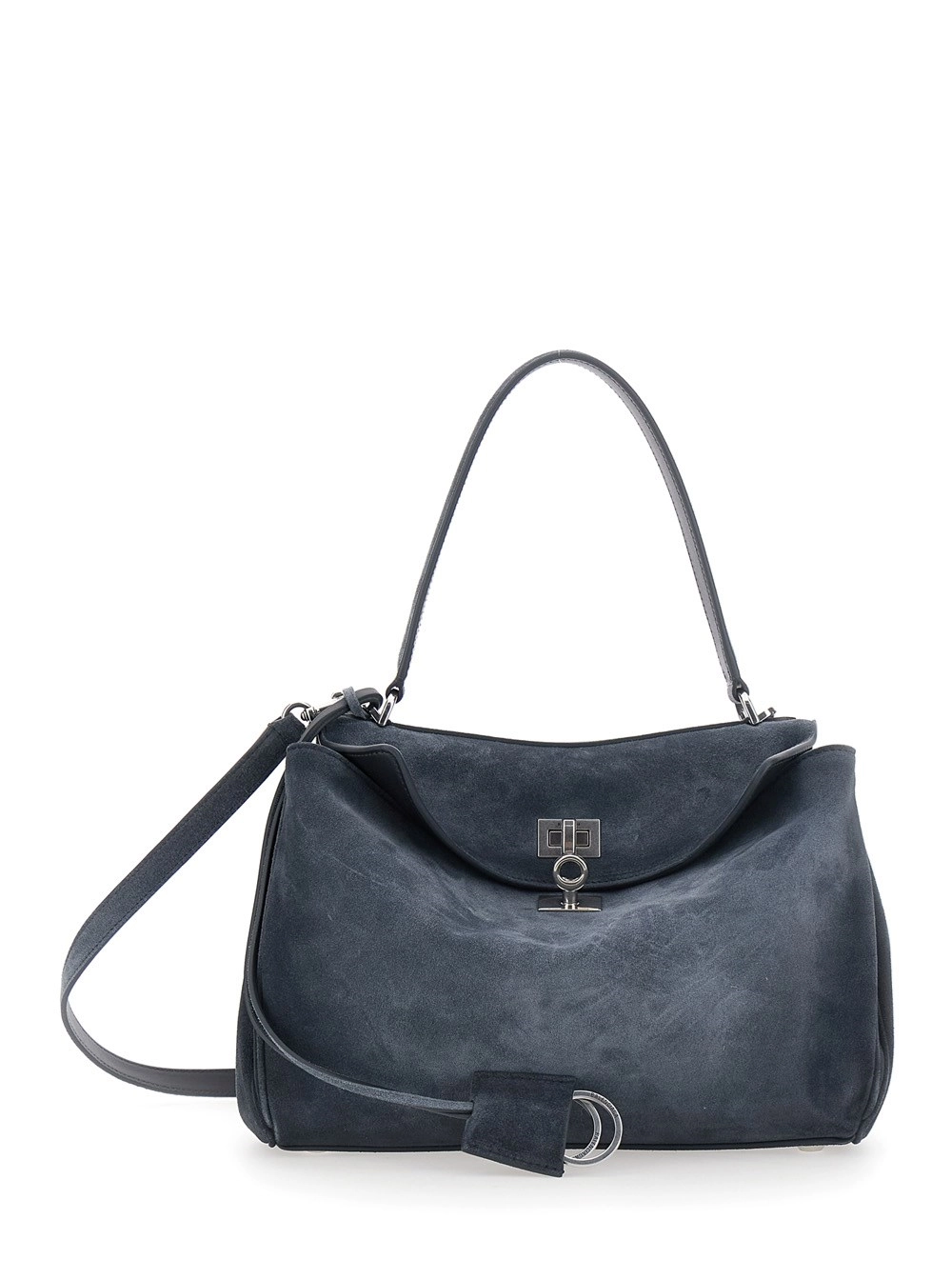 Balenciaga Borsa a Spalla 'Rodeo' con Tracolla Regolabile e Removibile in Pelle Scamosciata Grigia Donna