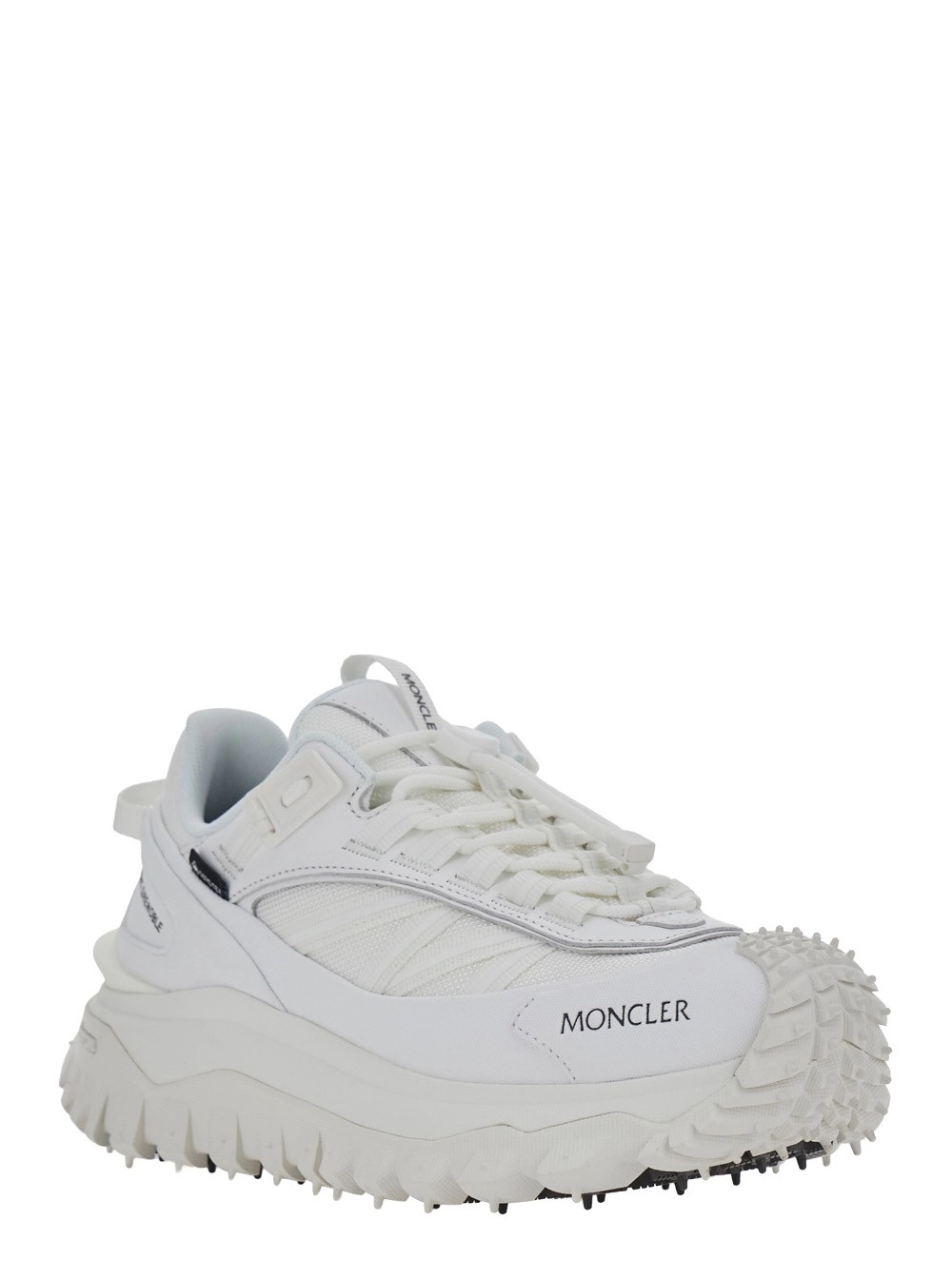 Moncler Sneakers' Trailgrip GTX' con logo sul lato e suola chunky in gomma in pelle e tessuto tecnico bianche donna, view 2