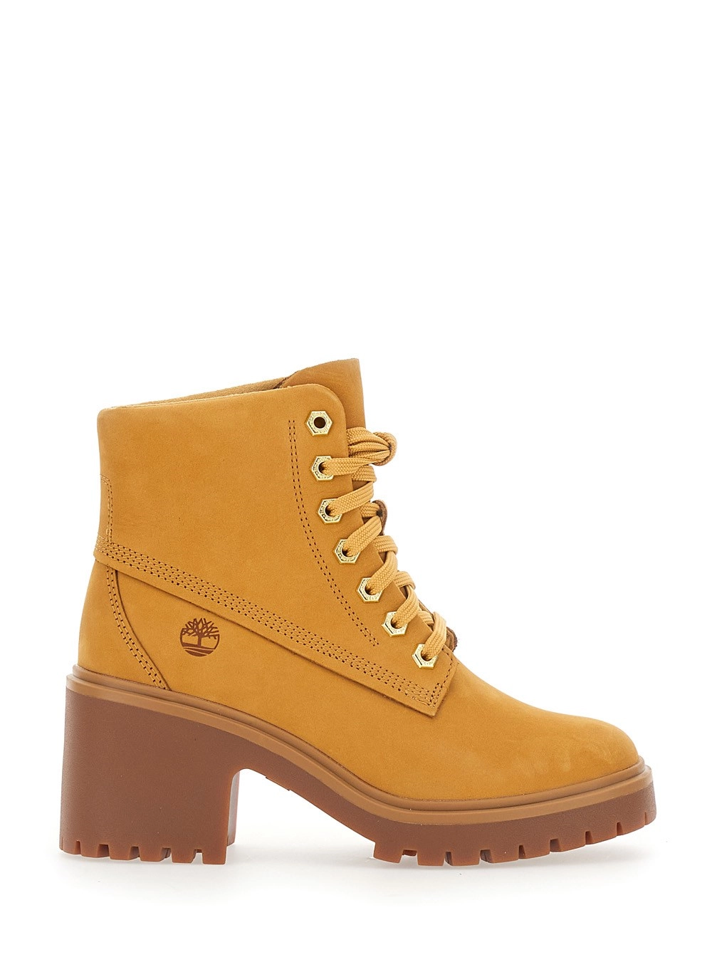 Timberland Stivaletti 'Stone Heights' con lacci sul fronte e tacco squadrato in pelle gialli donna