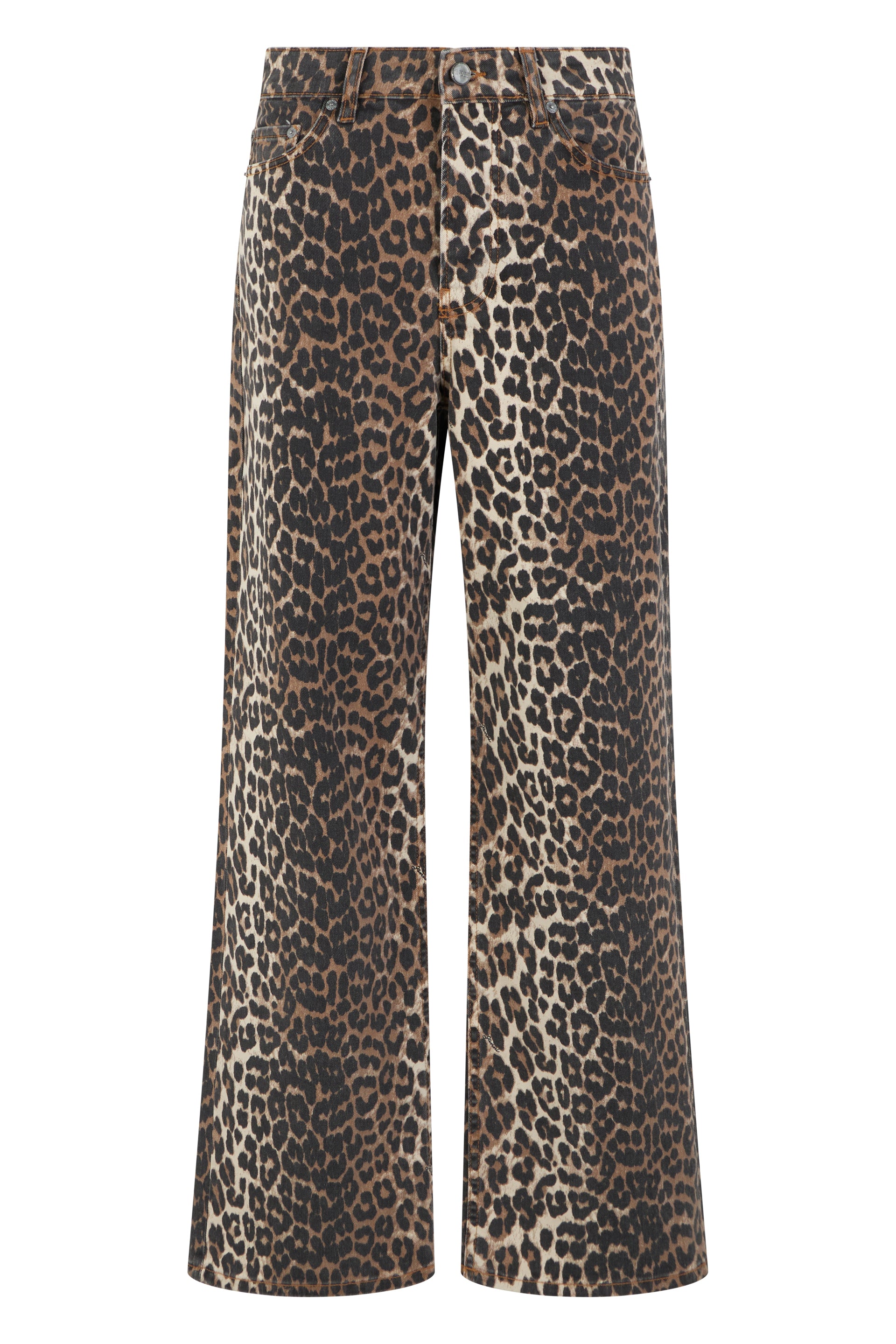 Ganni Jeans animalier in cotone elasticizzato