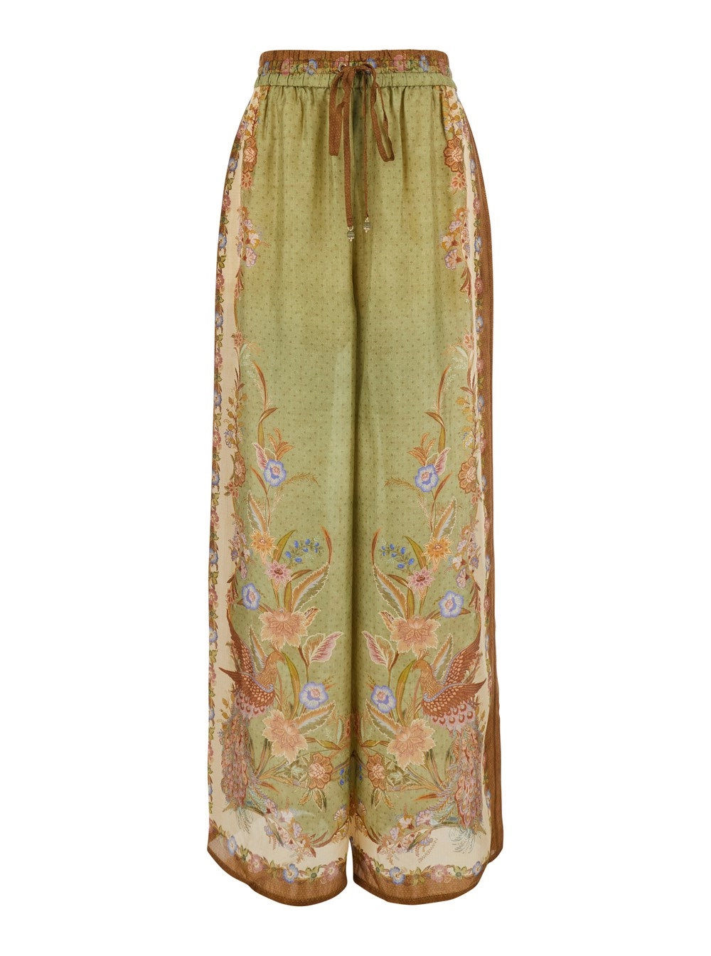 Zimmermann Panraloni 'Indra' con Vita Elasticizzata con Coulisse e Motivo All-Over in Seta Multicolor Donna