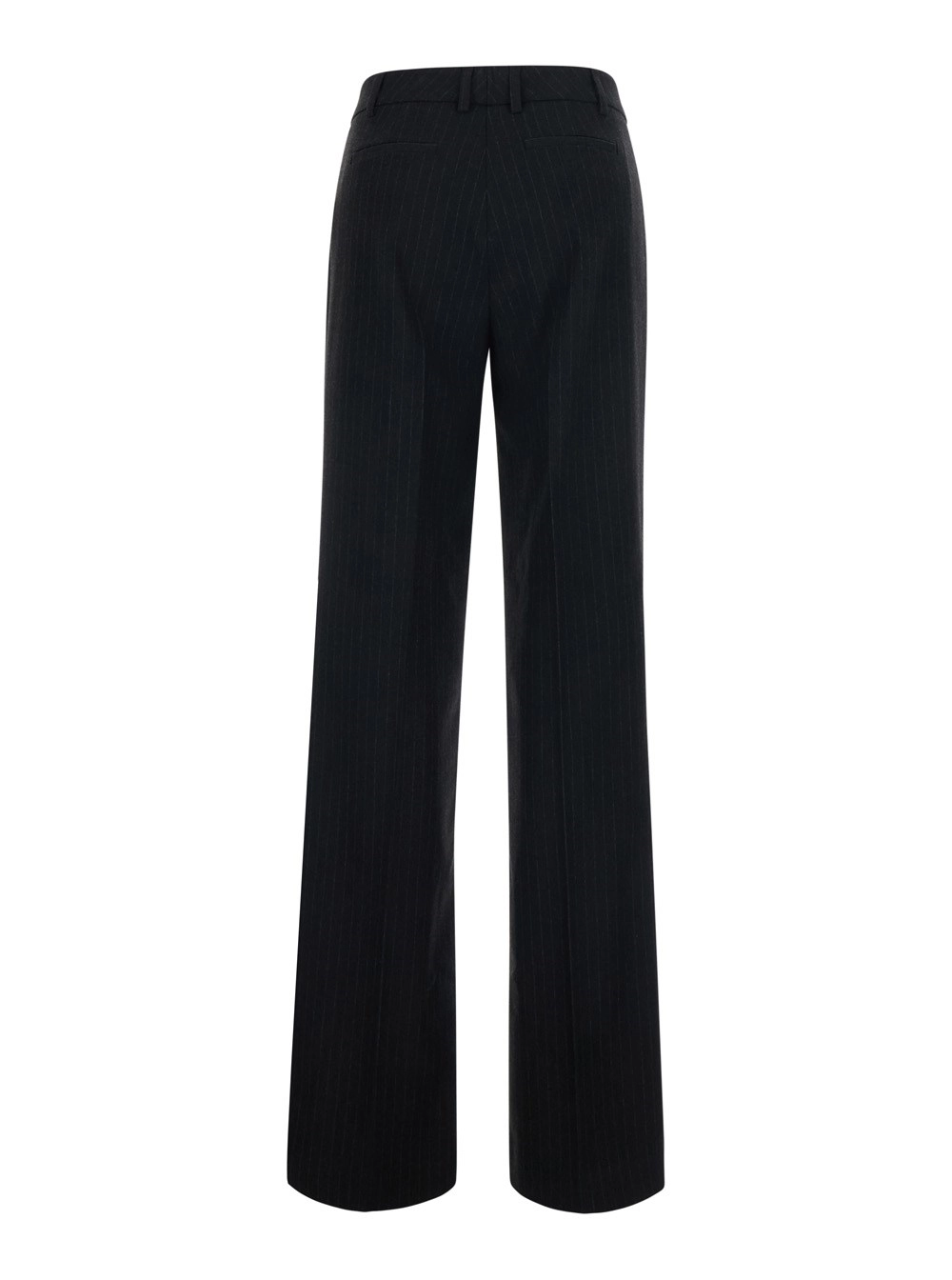 Leplain Pantaloni con Gamba Svasata e Motivo Gessato All-Over in Tessuto Neri Donna, view 2