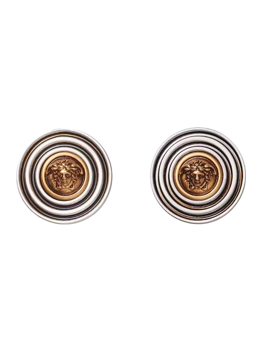 Versace Orecchini con design rotondo e testa di Medusa in metallo colore metallico uomo