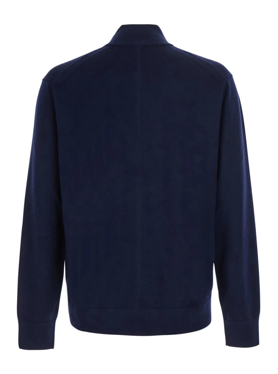 Calvin klein Maglione con chiusura con mezza zip e collo alto in lana blu uomo, view 2