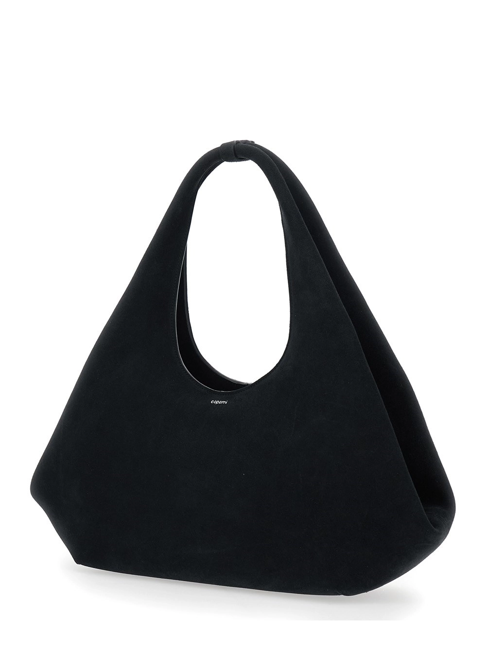 Coperni Borsa a Spalla 'Folded' con Manico Superiore e Logo Lettering sul Fronte in Pelle Scamosciata Nera Donna, view 2