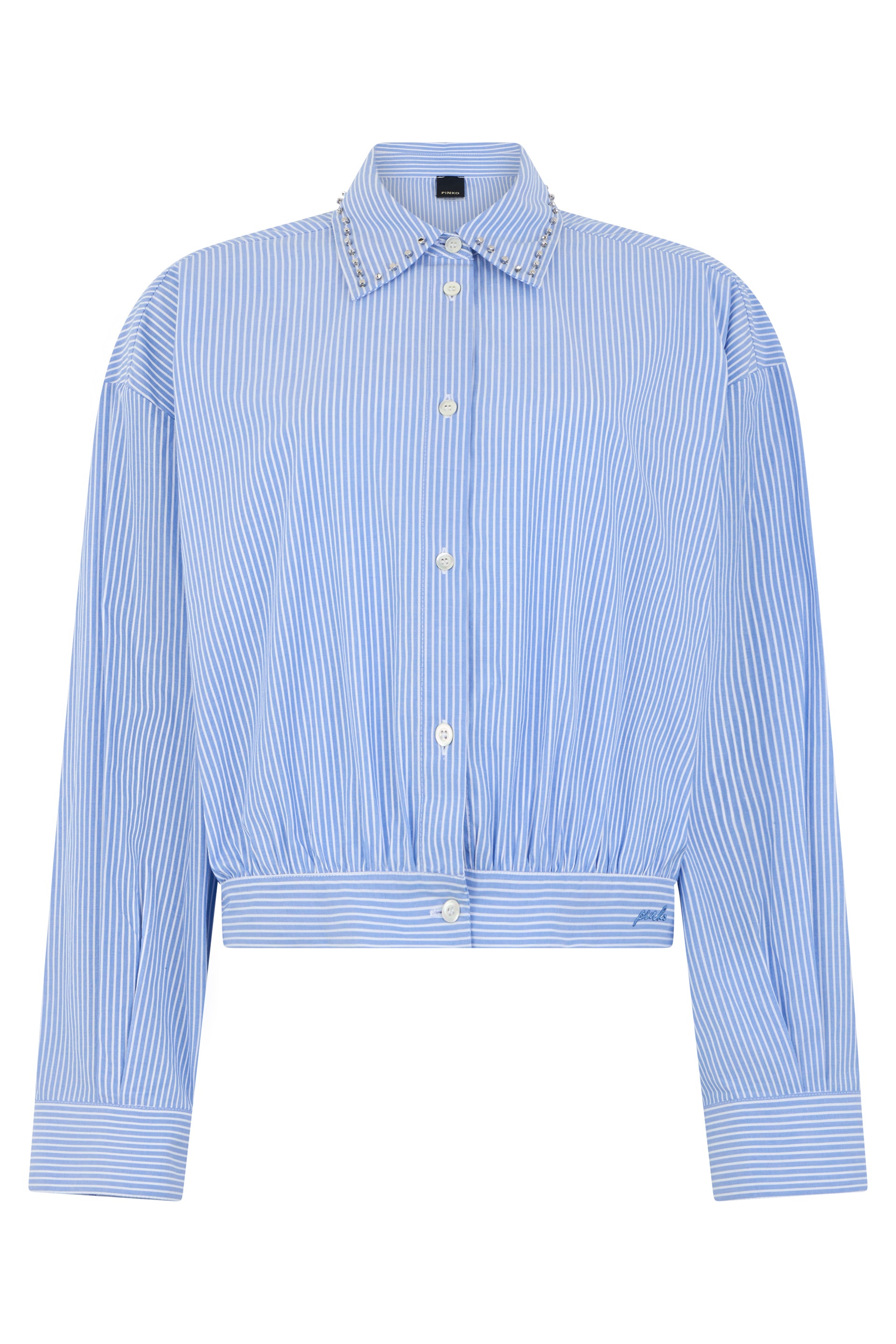 Pinko Camicia Cropped in Cotone con Collo Gioiello