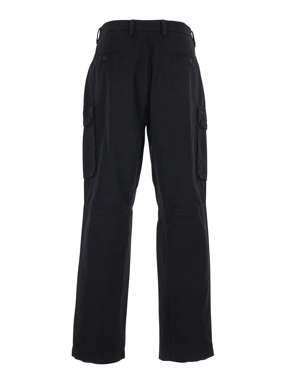 C.P. Company Pantalone Cargo con Placca Logo sul Lato e Due Tasche Cargo sul Fronte in Cotone Nero Uomo, view 2