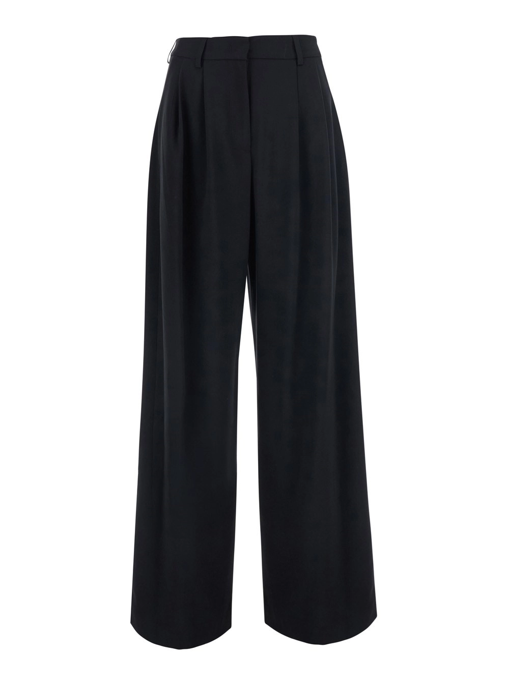 Leplain Pantaloni con plisse sul fronte in misto lana neri donna