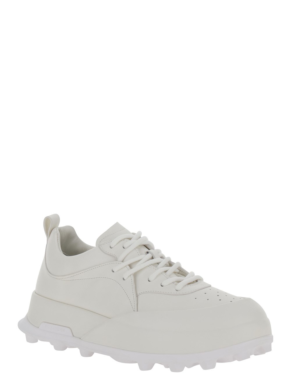 Jil Sander Sneaker Basse 'Orb' con Tacchetti in Pelle Bianca Uomo, view 2