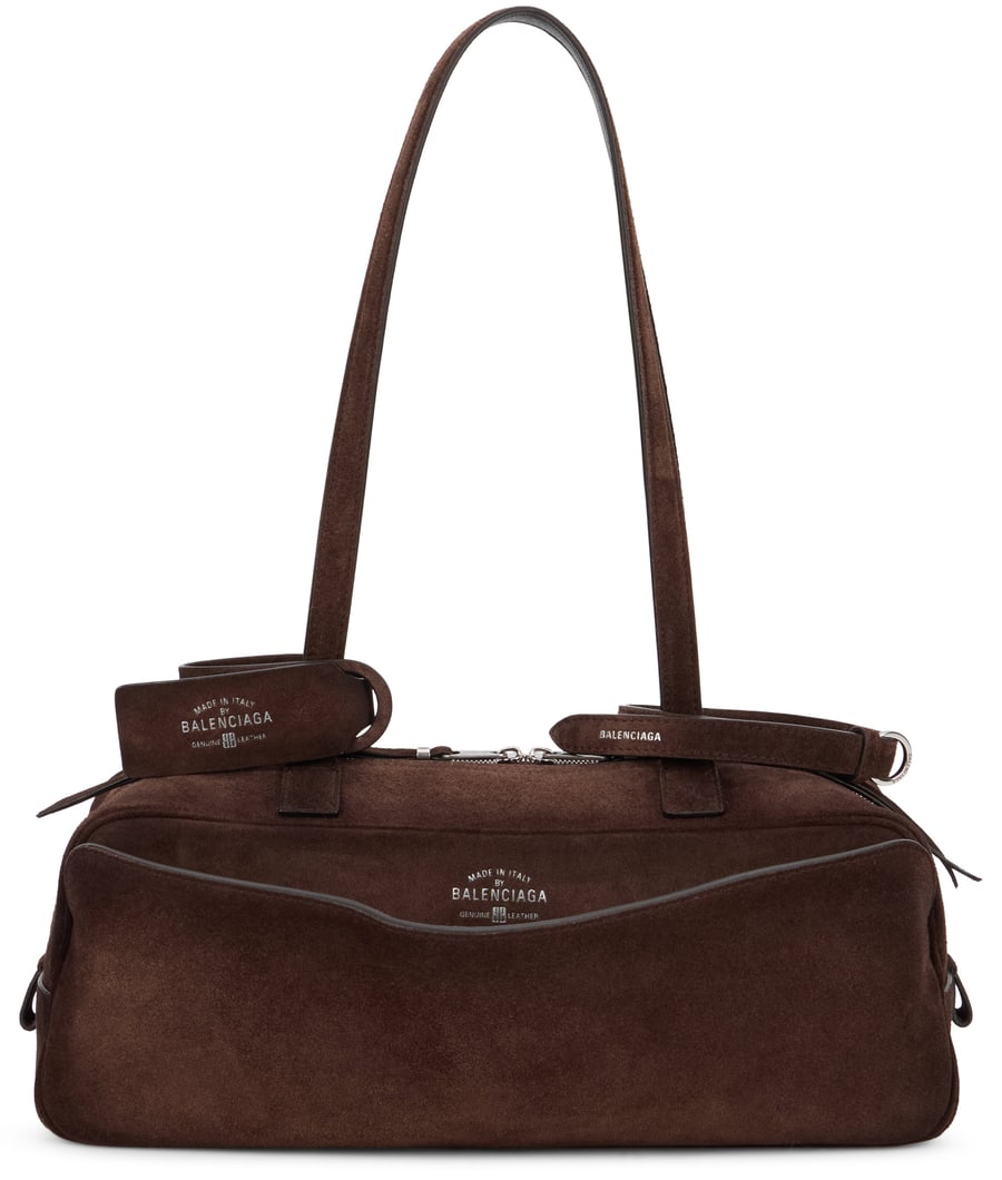 Balenciaga Borsa Bowling Carrie Piccola in pelle scamosciata cerata