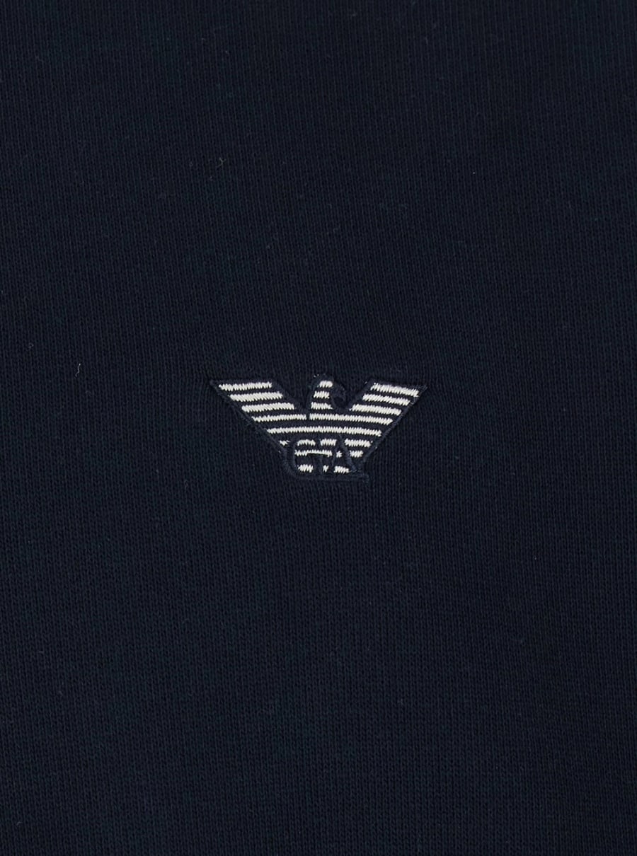 Emporio Armani Felpa Blu con Colletto Stile Polo e Ricamo Logo sul Fronte in Cotone Uomo, view 3