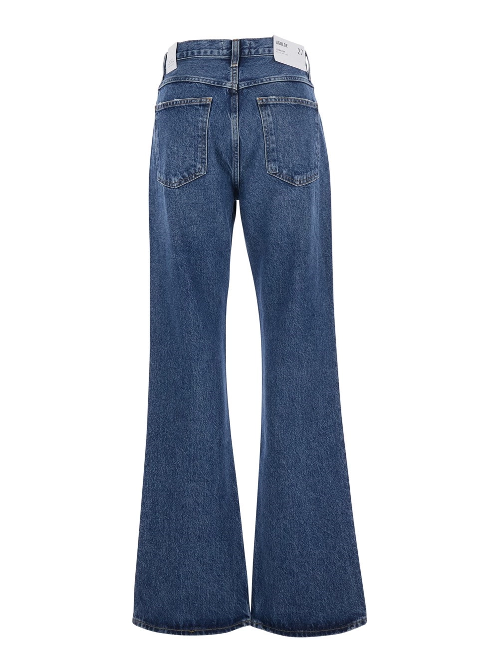 Agolde Jeans a cinque tasche larghi con effetto bleach in denim blu donna, view 2