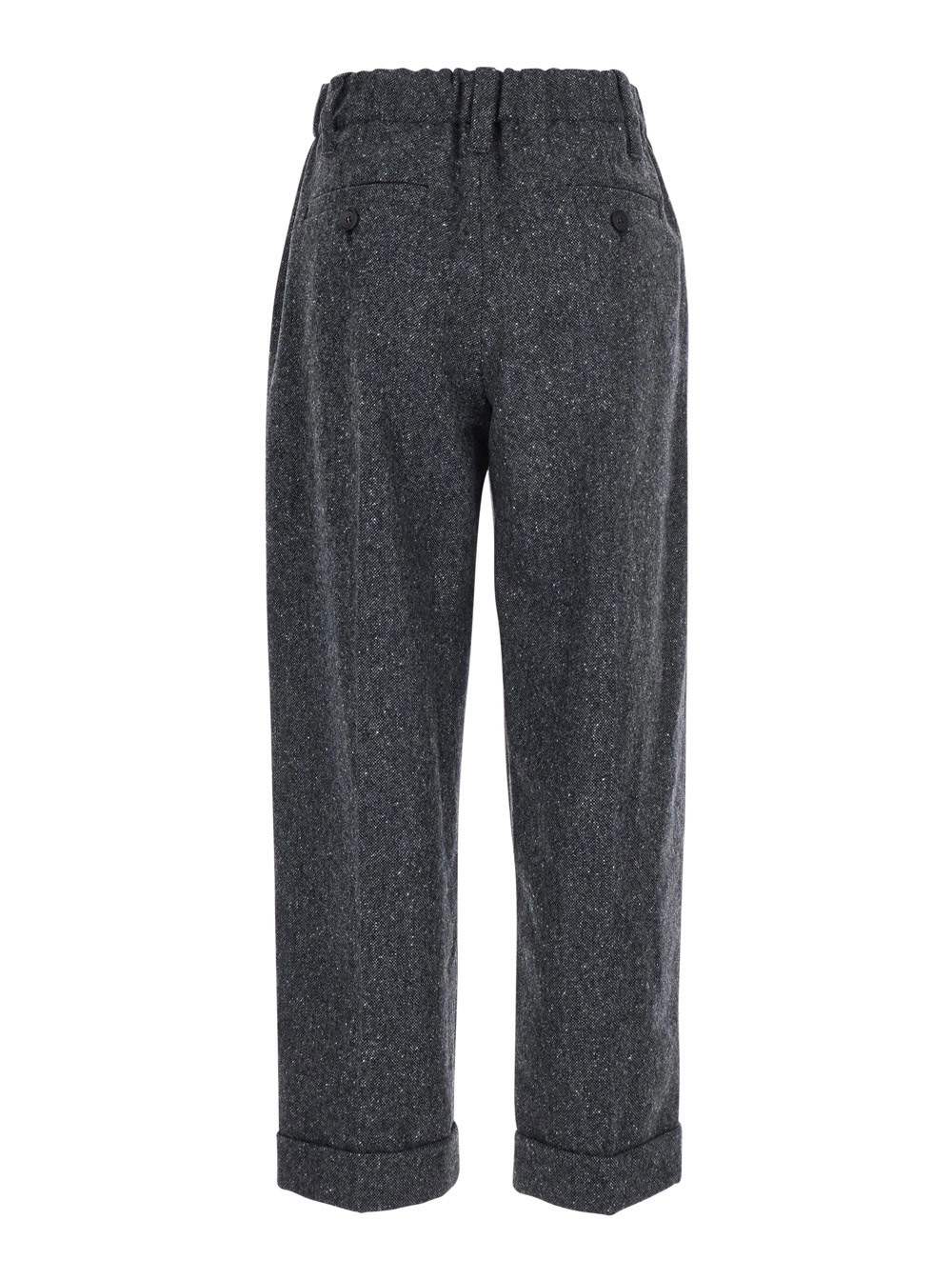 Brunello Cucinelli Pantaloni con vita semi-elasticizzata e risvolti in Misto Lana grigi donna, view 2