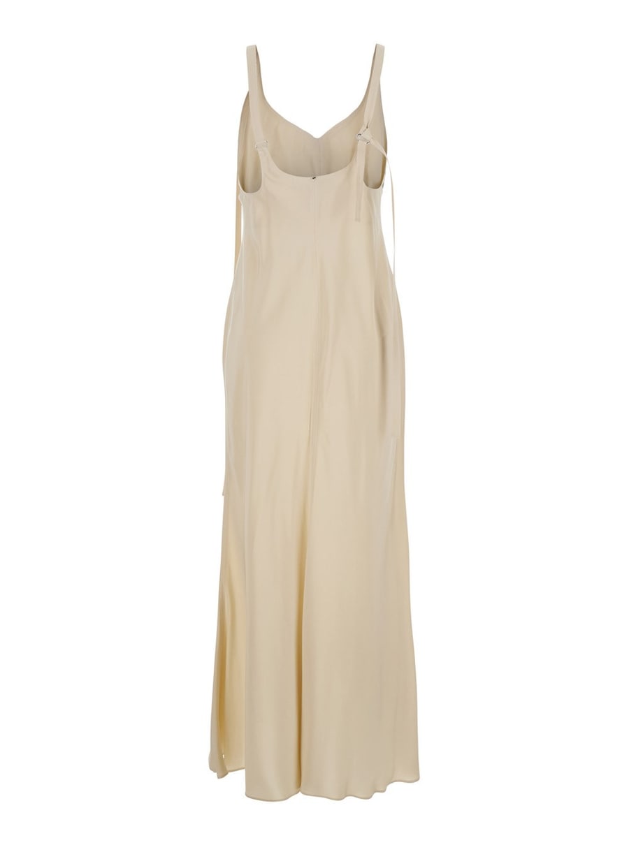 Sportmax Abito Lungo 'Unione' con Scollo a V e Spalline Regolabili in Viscosa Beige Donna, view 2