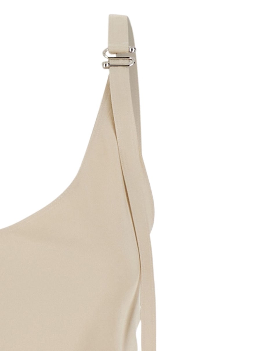 Sportmax Abito Lungo 'Unione' con Scollo a V e Spalline Regolabili in Viscosa Beige Donna, view 3