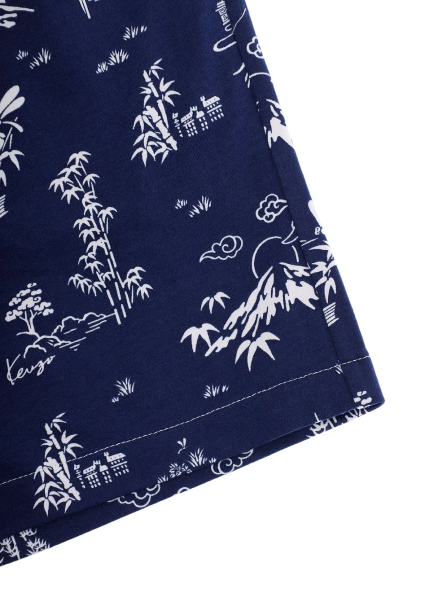 Kenzo kids Bermuda Blu con Stampa All-Over e Patch logo sul Retro in Cotone Bambino, view 3