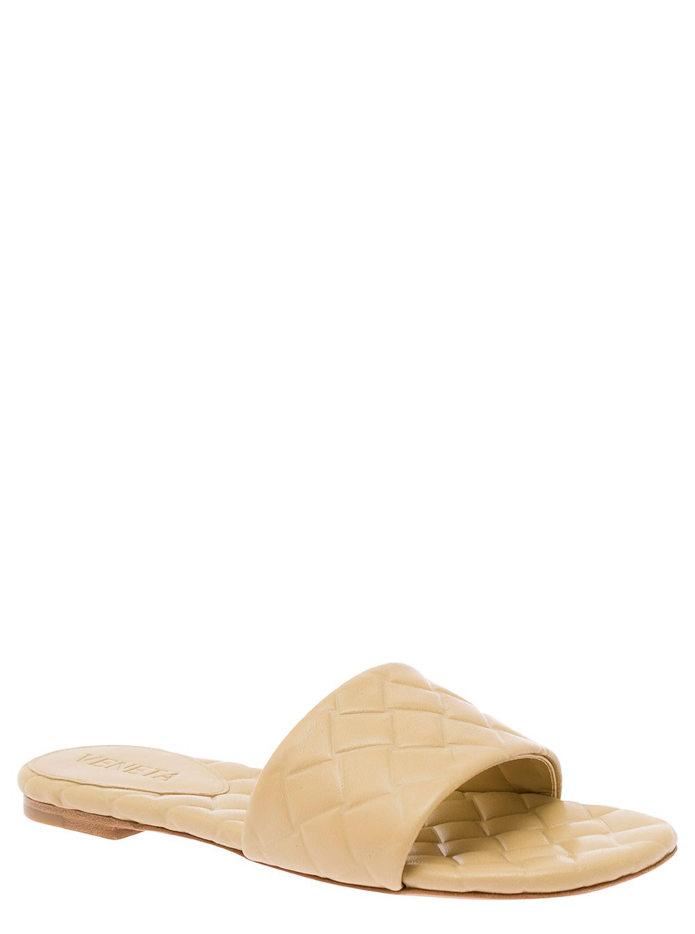 Bottega Veneta Sandalo 'Slide Amy' con Motivo Intreccio in Pelle Beige Donna, view 2