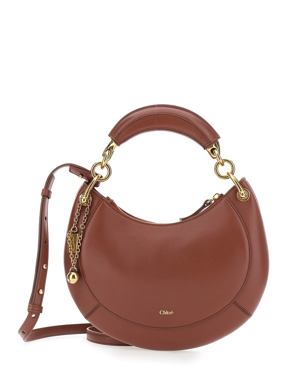 Chloé Borsa a Mano 'Banana' con Tracolla Regolabile e Removibile e Charm Logo sul Fronte in Pelle marrone Donna