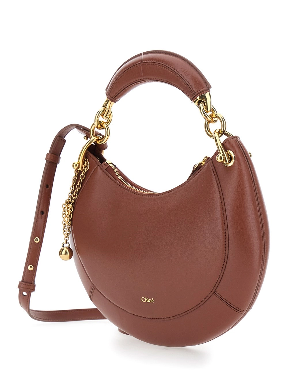 Chloé Borsa a Mano 'Banana' con Tracolla Regolabile e Removibile e Charm Logo sul Fronte in Pelle marrone Donna, view 2