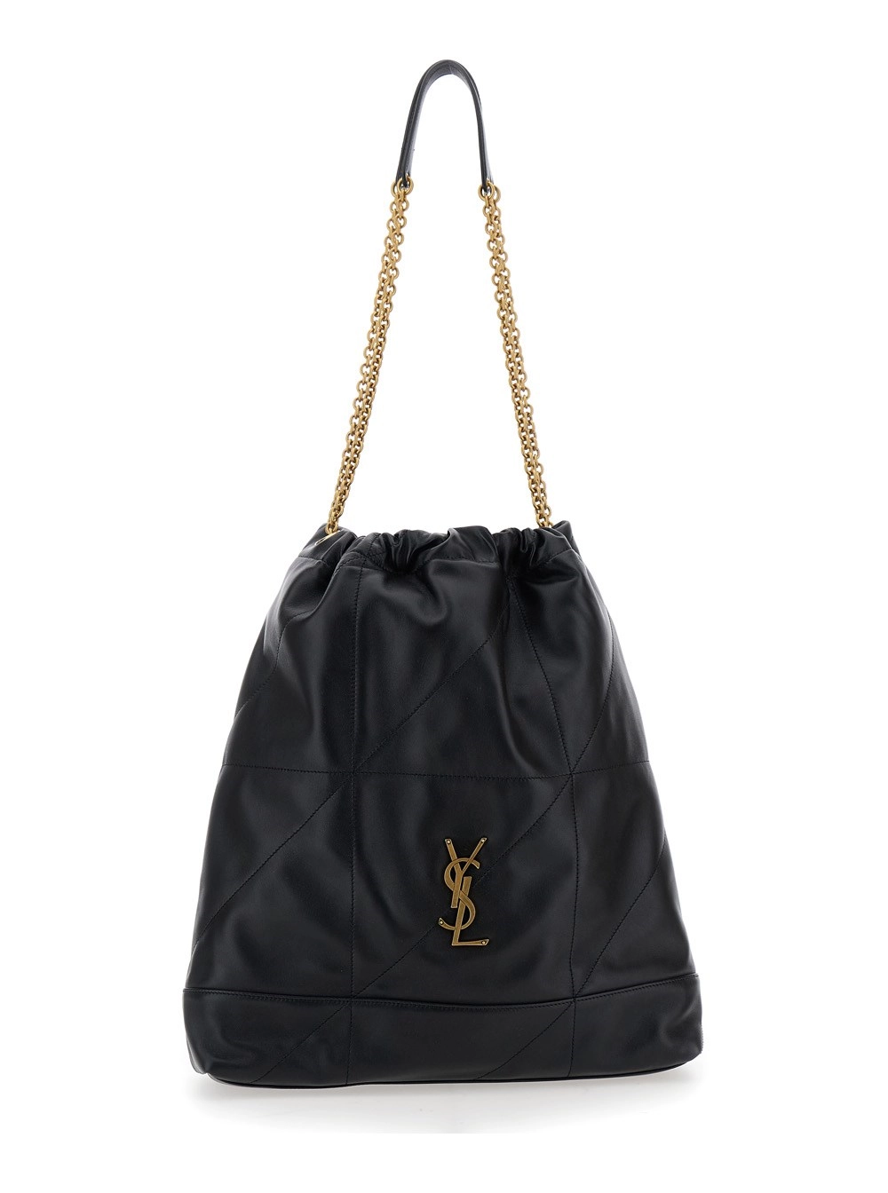 Saint Laurent Borsa a Tracolla 'Jamie' con Due Manici Superiori con Catena e Placca Cassandre sul Fronte in Pelle Nera Donna