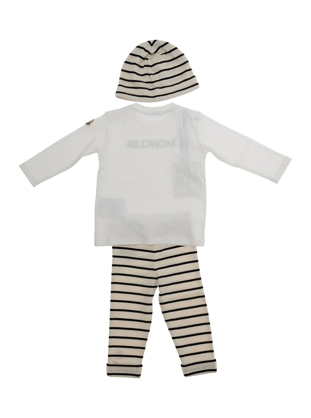 Moncler kids Completo di Tre Pezzi 'Moncler' con Berretto Felpa e Pantalone in Cotone Multicolor Baby, view 2