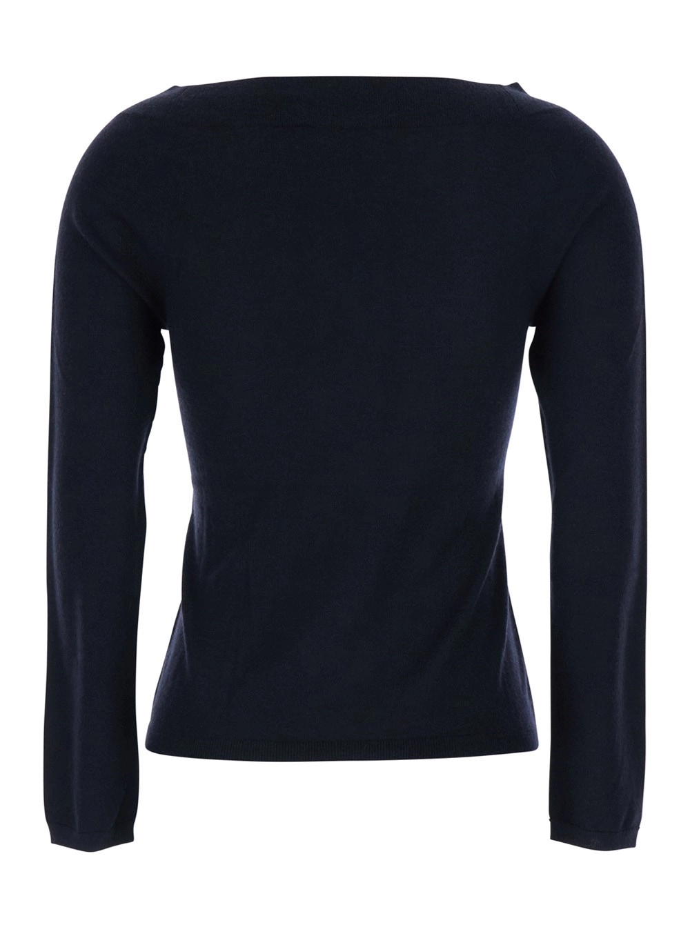 Max Mara Maglia 'Faretra' con Scollo a Barca in Cashmere Blu Donna, view 2