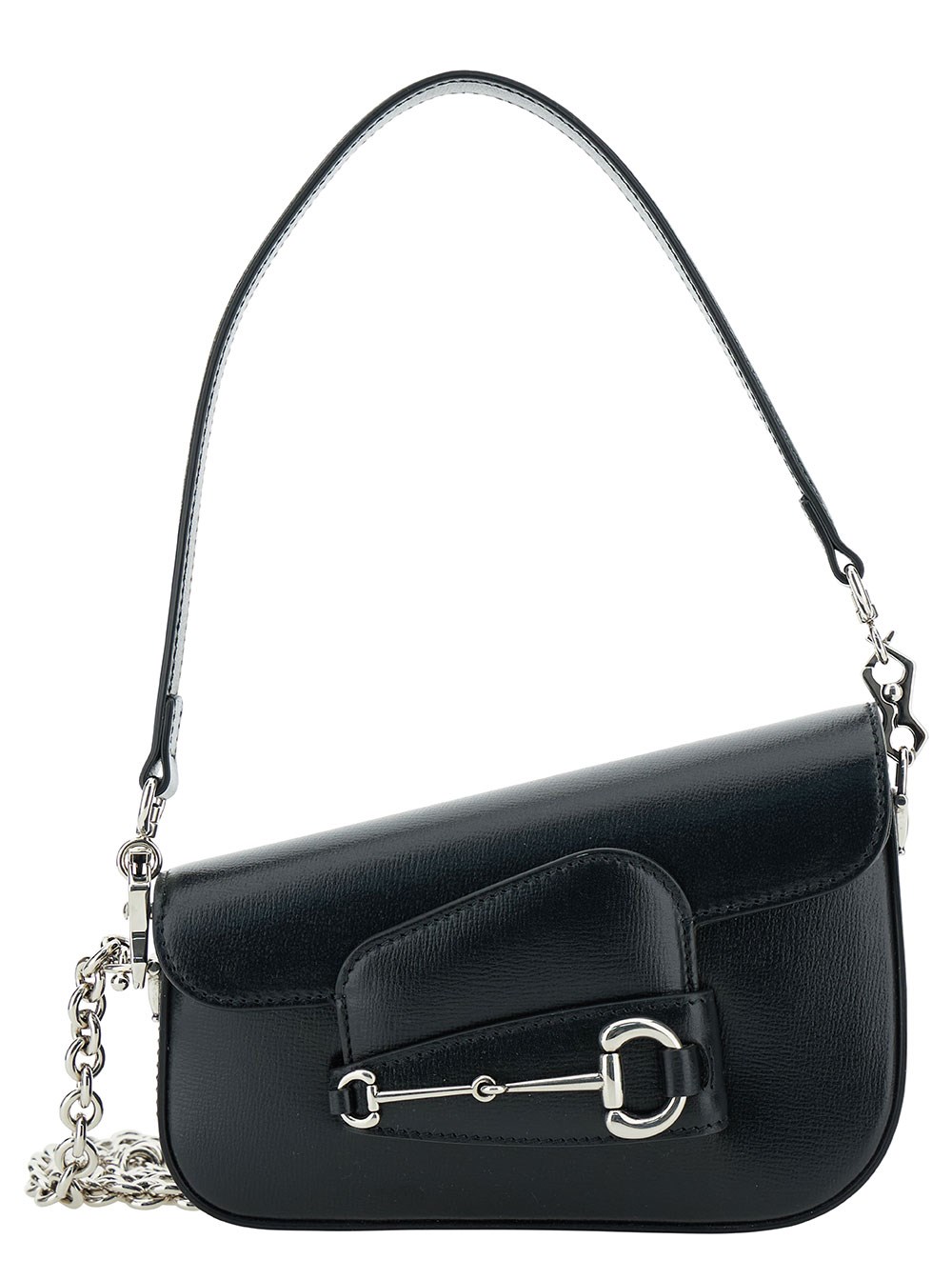 Gucci Borsa a Spalla 'Gucci Horsebit 1955 Mini' con Dettaglio Morsetto in Pelle Nera Donna