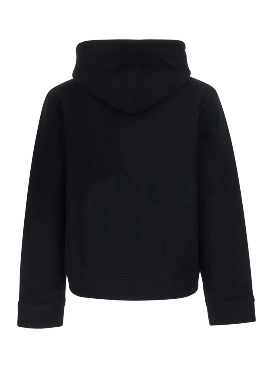 Emporio Armani Giubbotto con cappuccio fisso e zip sul fronte in lana nero uomo, view 2