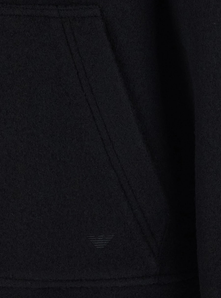 Emporio Armani Giubbotto con cappuccio fisso e zip sul fronte in lana nero uomo, view 3