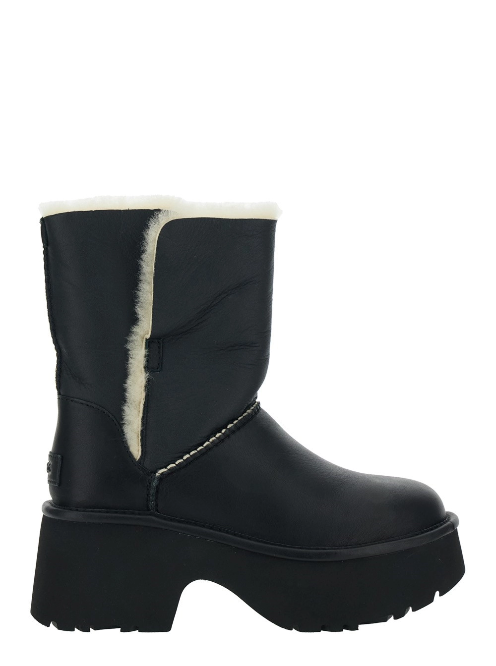 UGG Stivaletti 'Esmee' con Dettagli in Pelliccia e Plateau in Pelle Neri Donna