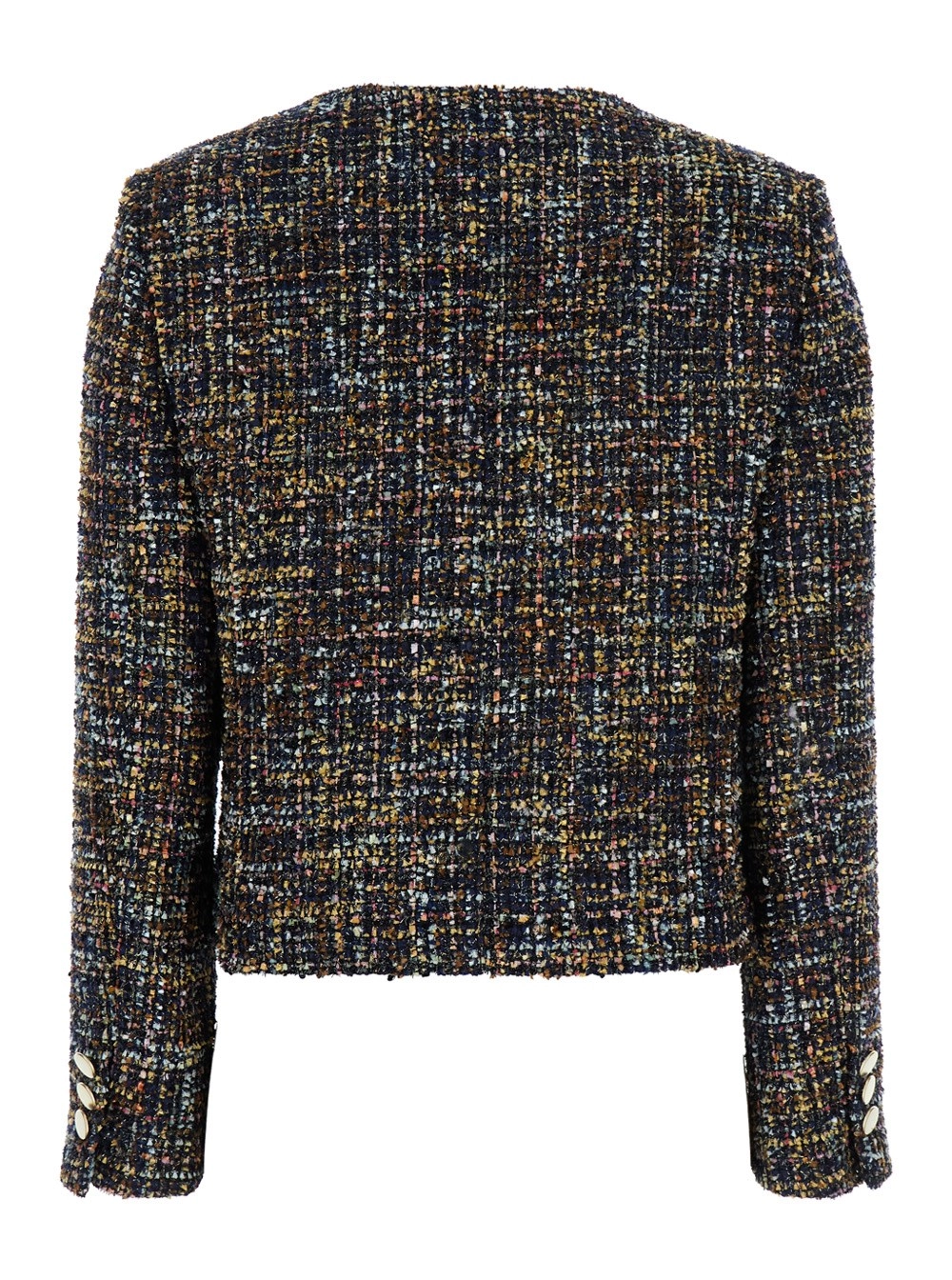 Leplain Giacca con Scollo Rotondo e Chiusura Frontale con Bottoni in Tweed Multicolor Donna, view 2