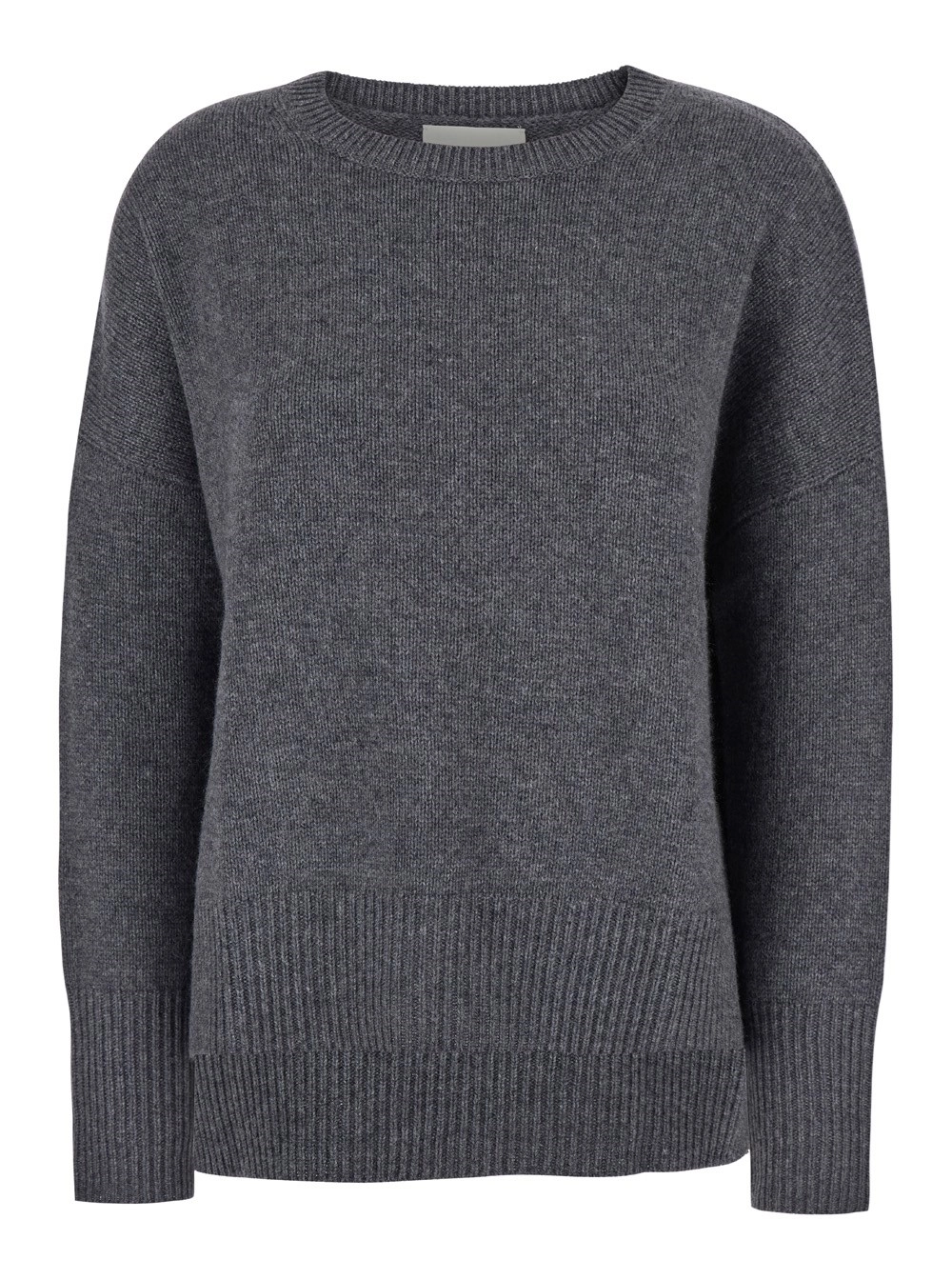 Lisa yang Maglione con scollo a U e maniche lunghe in cashmere grigio donna