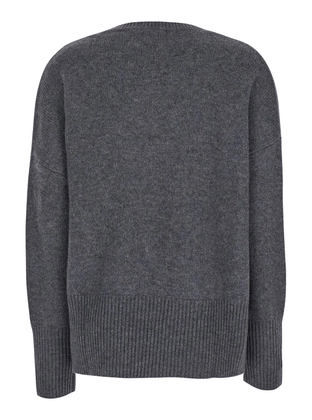 Lisa yang Maglione con scollo a U e maniche lunghe in cashmere grigio donna, view 2
