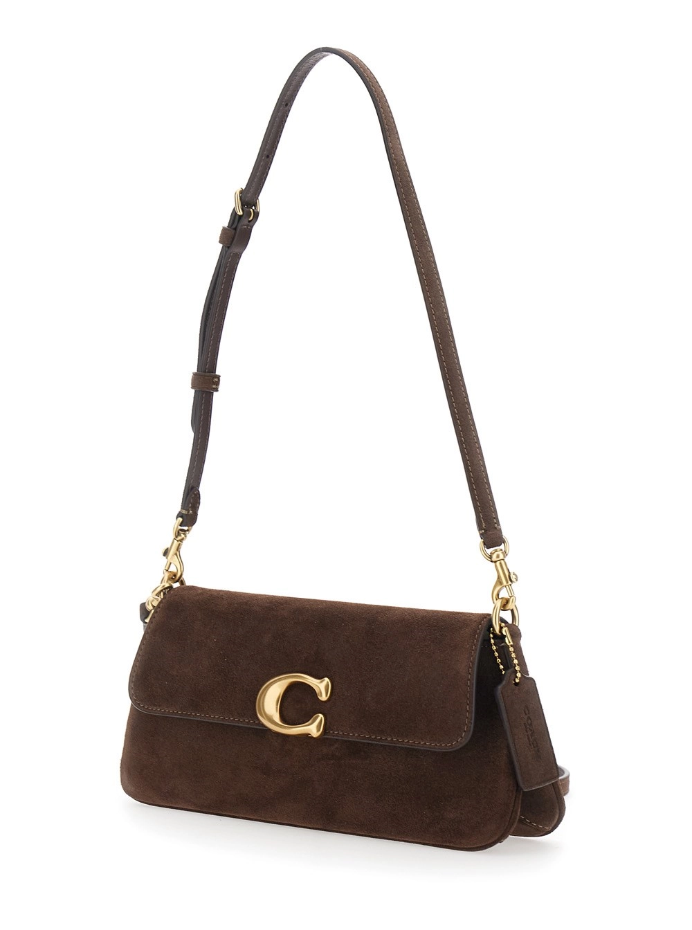 Coach Borsa a tracolla SUEDE JET con dettagli in suede e logo Marrone donna, view 2