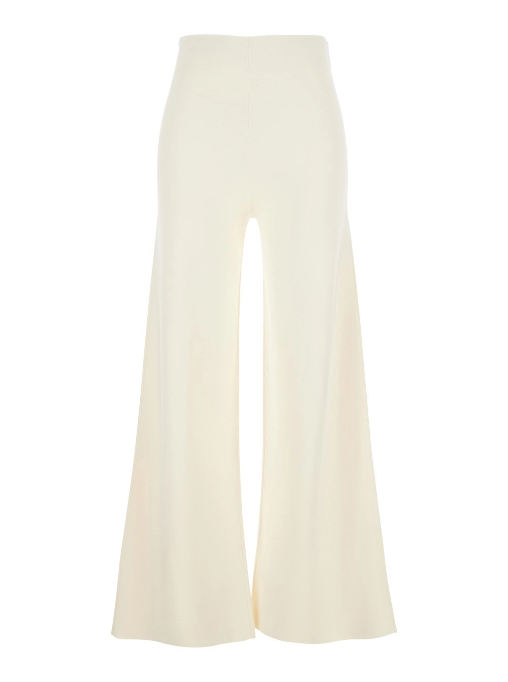 Max Mara Pure Pantalone 'Strillo' con Vita Alta e Gamba Ampia in Misto Viscosa Bianco Donna