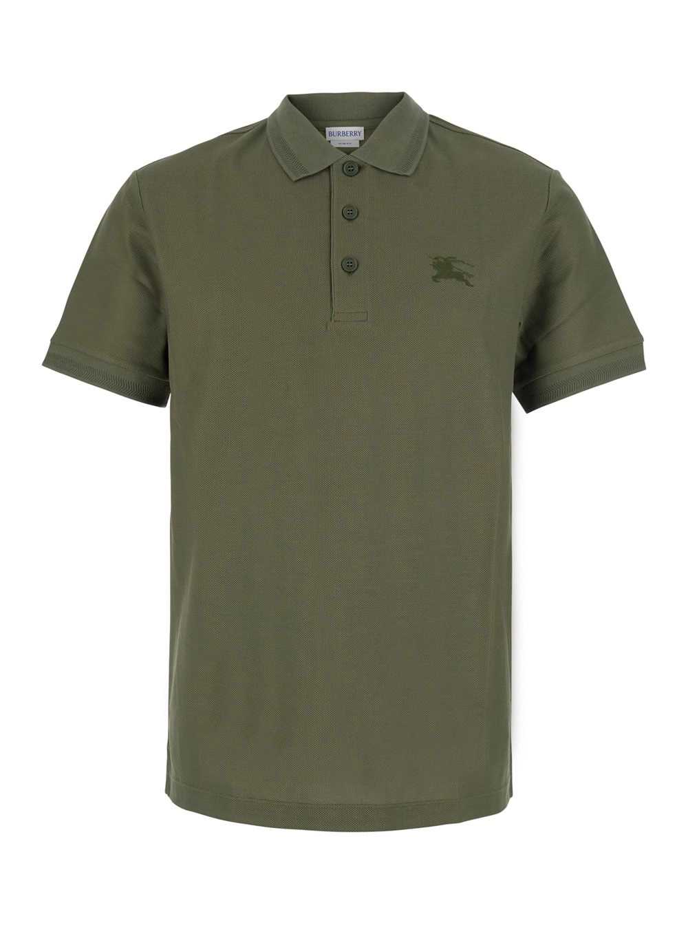 Burberry T-Shirt 'EDDIE' con Patch Logo sul Fronte in Cotone VerdeUomo