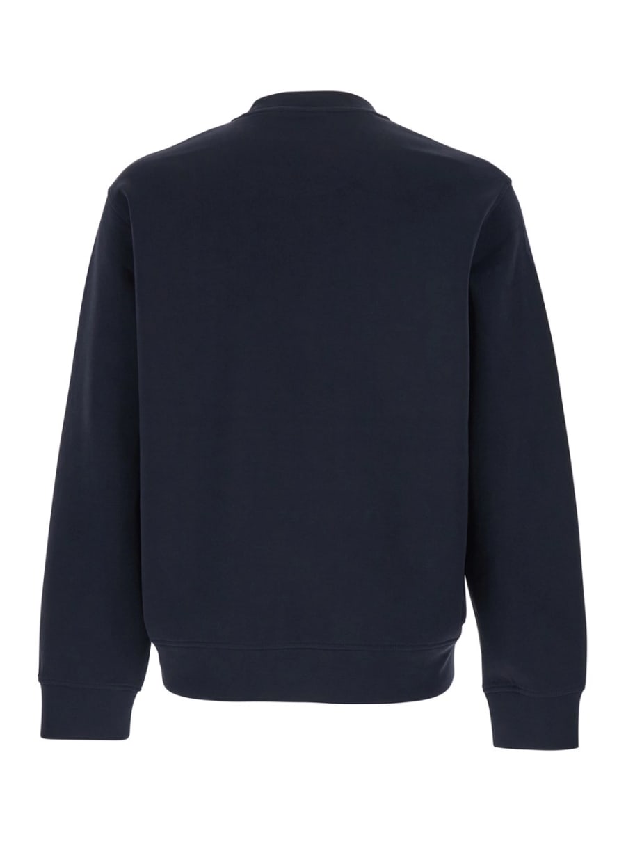 Emporio Armani Felpa Girocollo con Ricamo Logo sul Fronte in Misto Cotone Blu Uomo, view 2