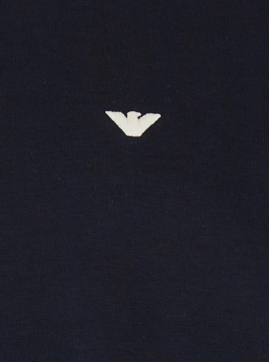 Emporio Armani Felpa Girocollo con Ricamo Logo sul Fronte in Misto Cotone Blu Uomo, view 3