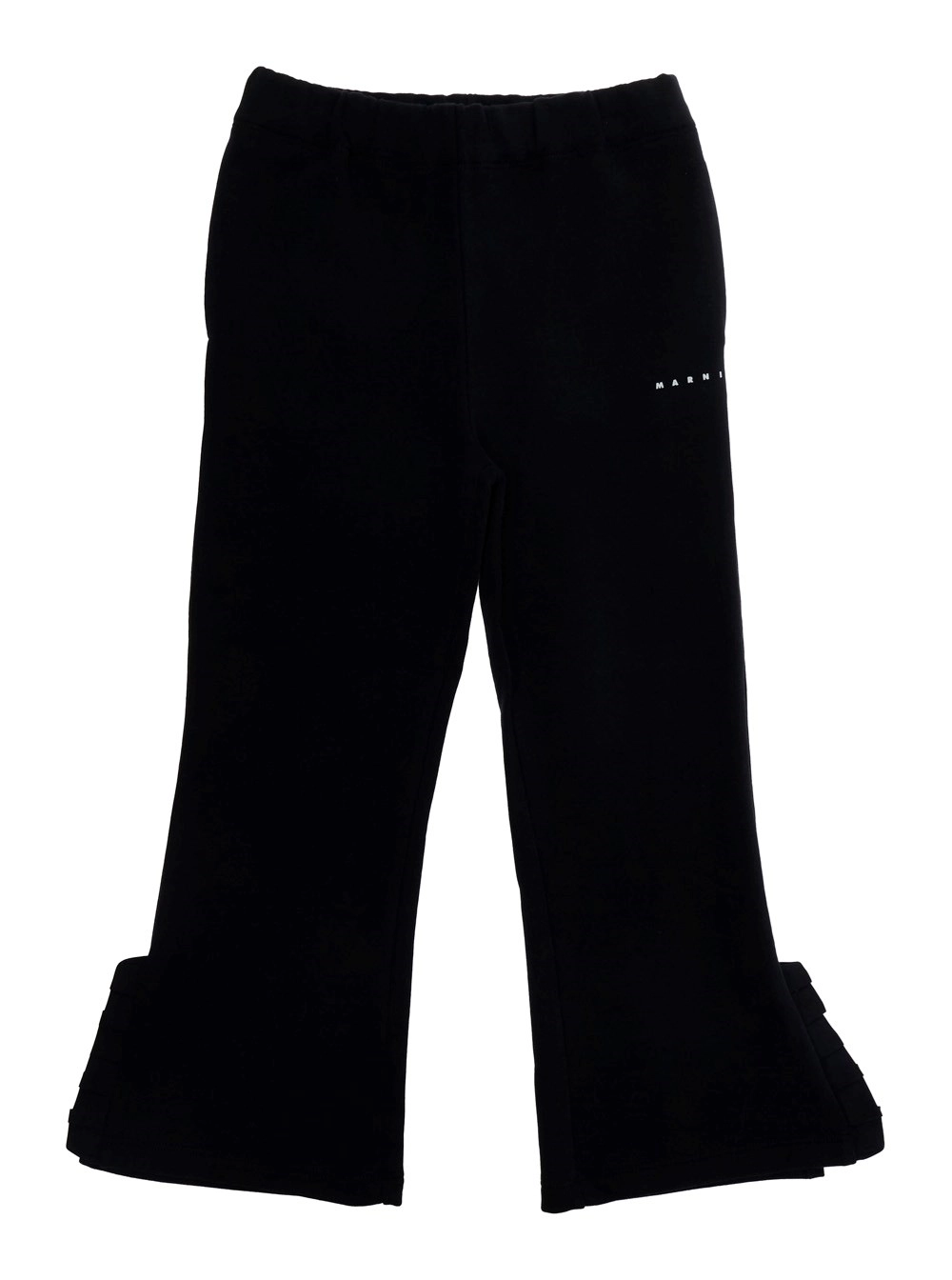 Marni kids Pantalone con Logo Lettering sul Fronte e Orlo OVersize in Cotone Nero Bambina