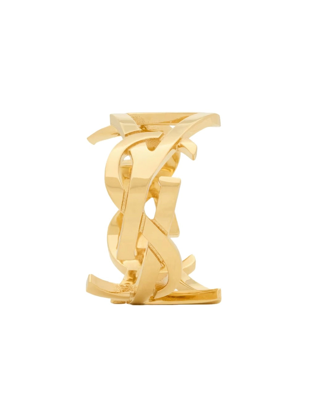 Saint Laurent Anello 'CASSANDRE' con dettagli in Ottone Dorato Donna