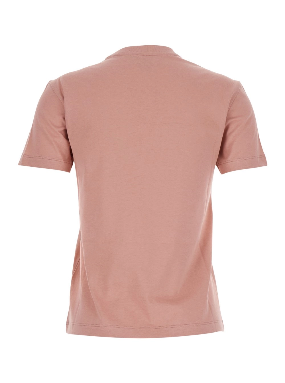 Fendi T-Shirt Girocollo con Dettaglio Logo FF sul Fronte in Cotone Rosa Donna, view 2