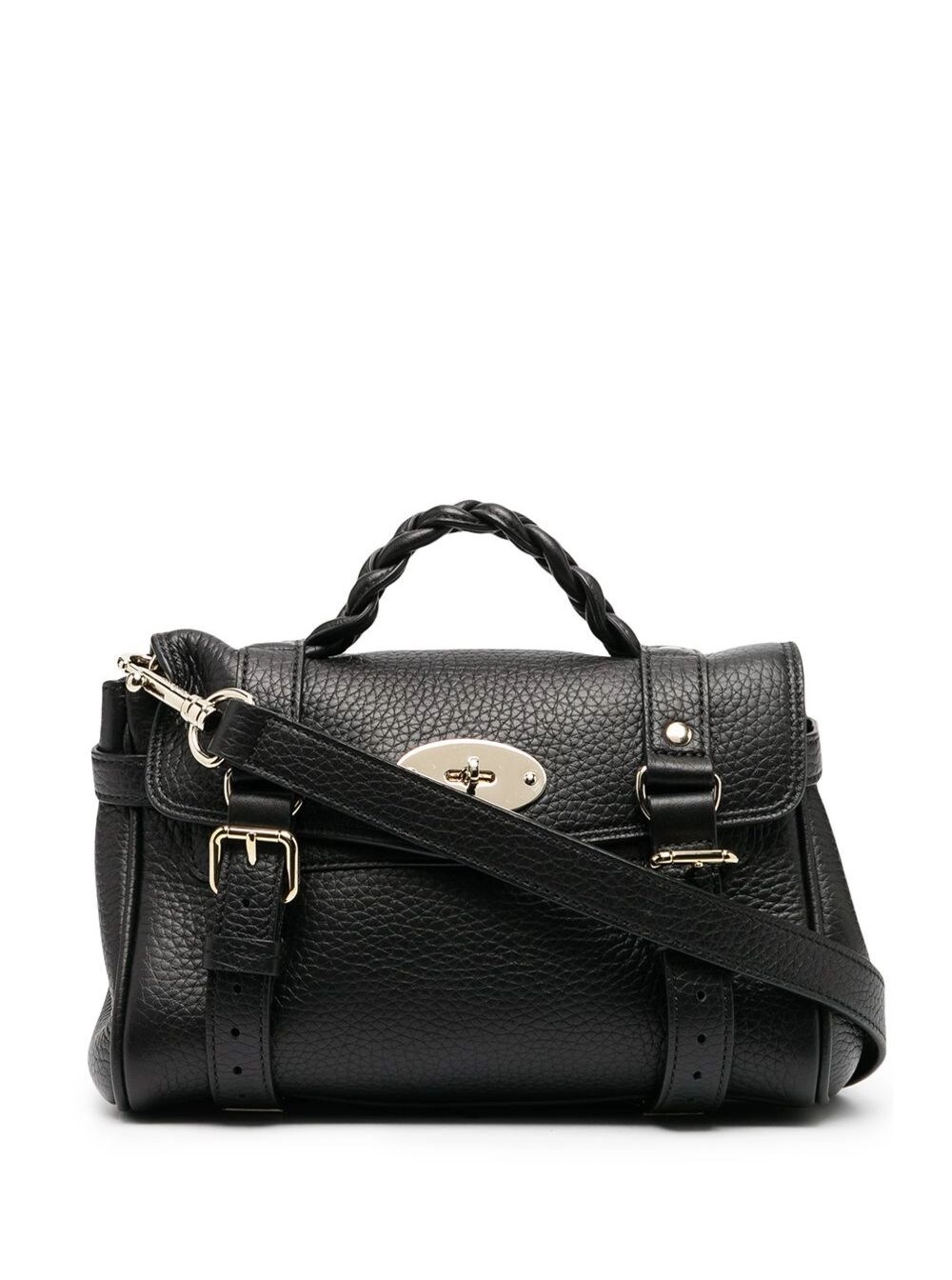 Mulberry Borsa a Mano 'Alexa' Mini con con Tracolla Regolabile e Manico Intrecciato in Pelle Martellata Nera Donna