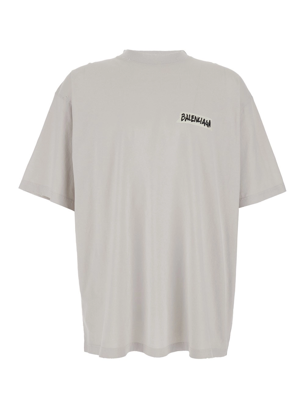 Balenciaga T-shirt con logo sul fronte e retro in cotone bianca uomo