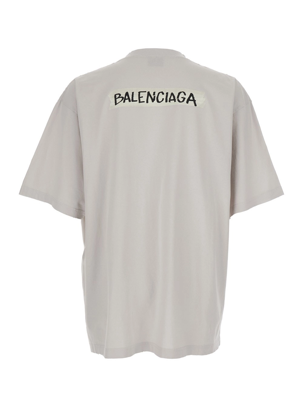 Balenciaga T-shirt con logo sul fronte e retro in cotone bianca uomo, view 2