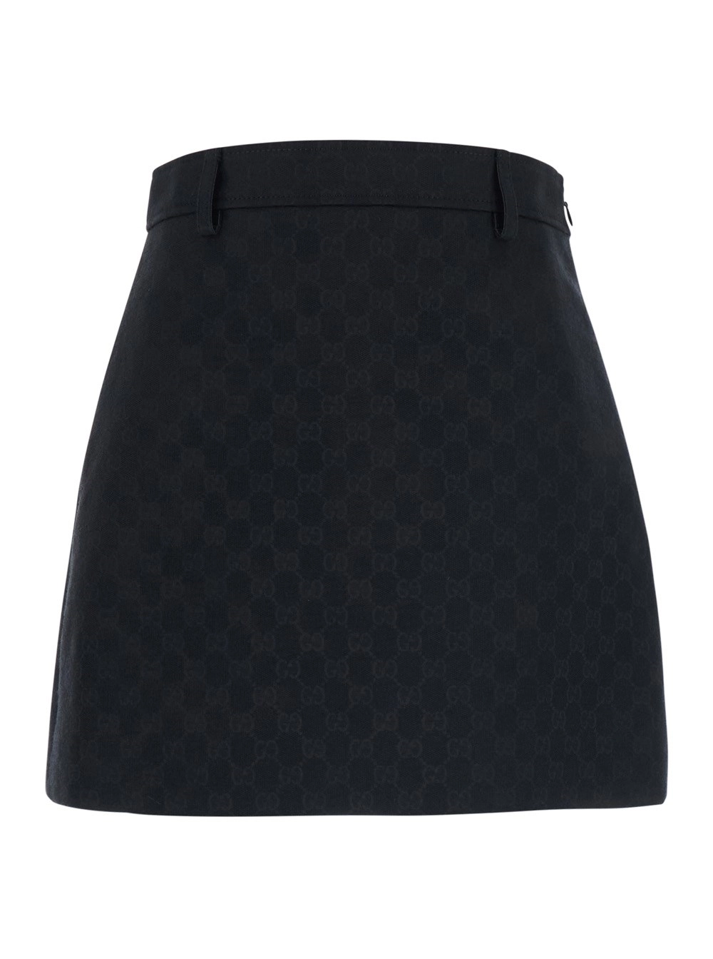 Gucci Minigonna con chiusura con zip nascosta in misto cotone GG nera donna