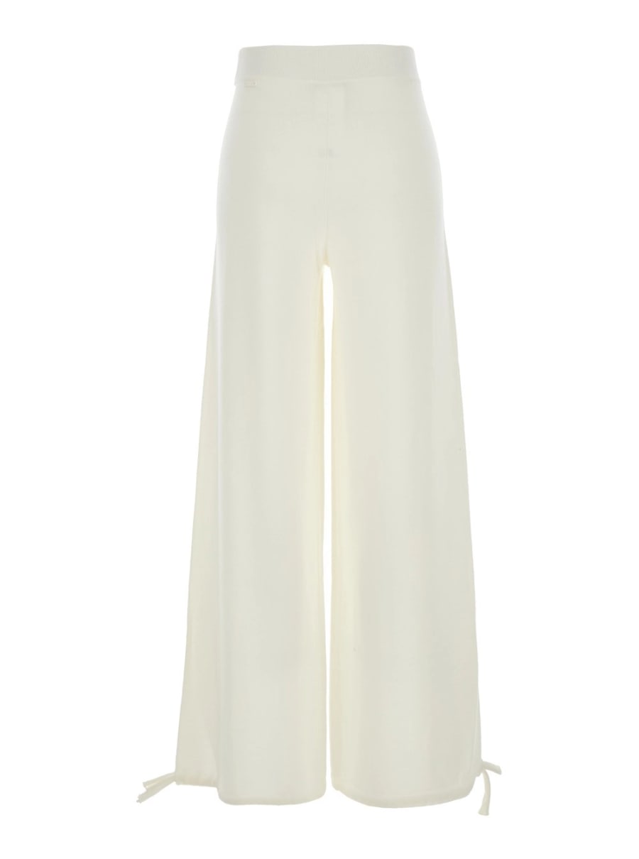 Max Mara Pantalone 'Nigeria' con Vita Elasticizzata e Gamba Ampia in Lana Bianco Donna, view 2