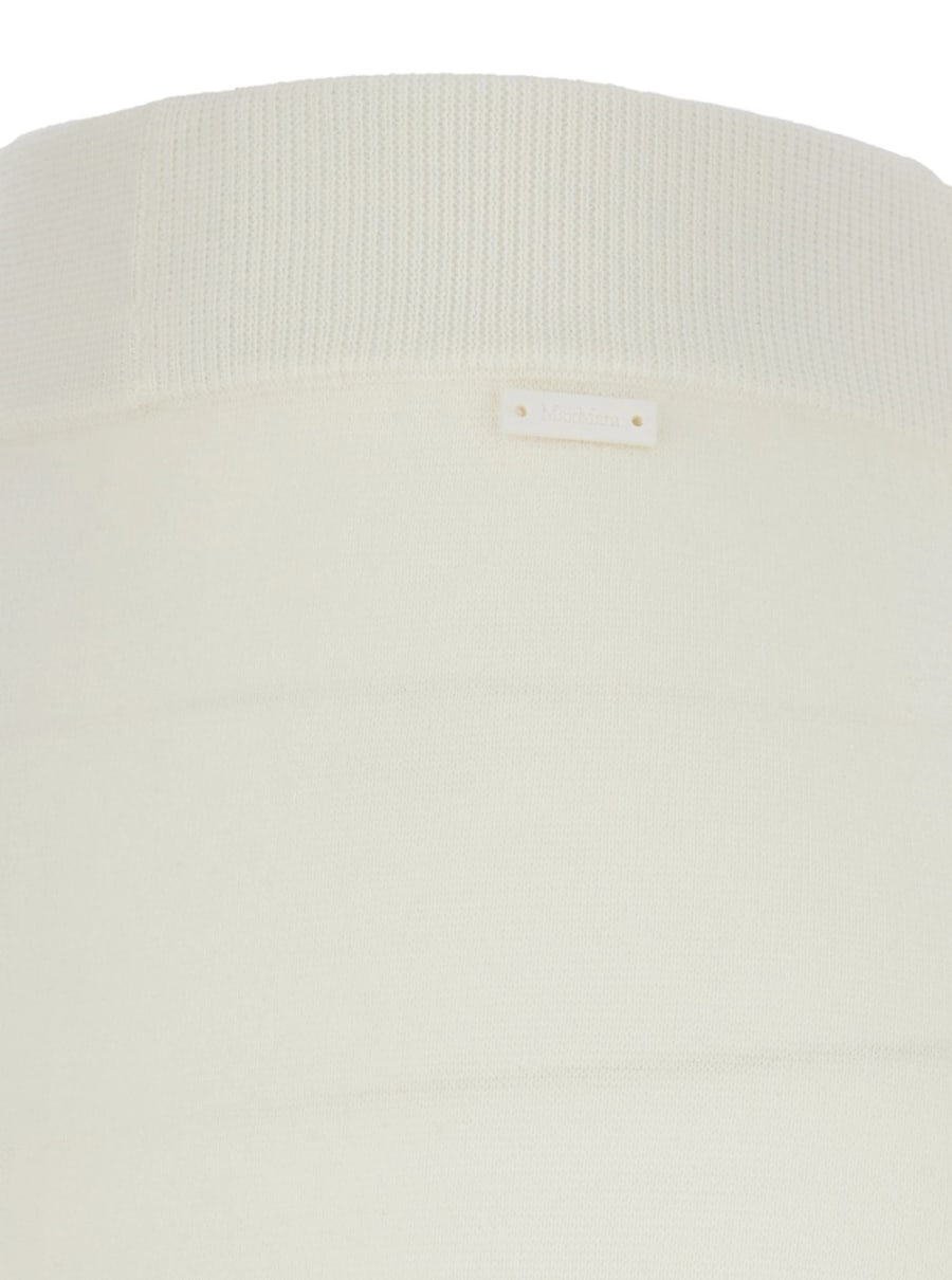 Max Mara Pantalone 'Nigeria' con Vita Elasticizzata e Gamba Ampia in Lana Bianco Donna, view 3