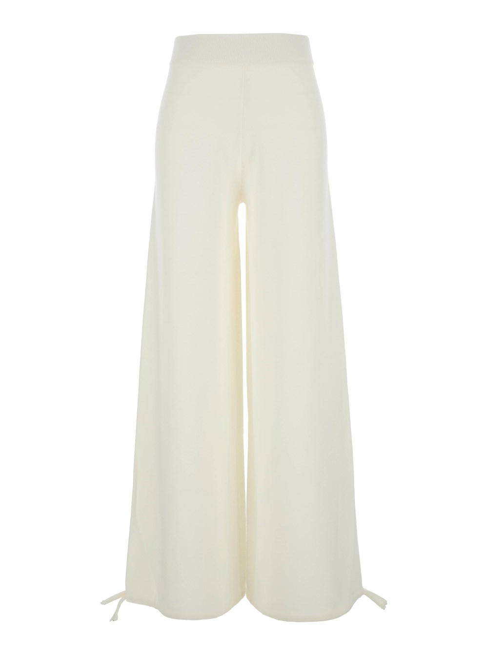 Max Mara Pantalone 'Nigeria' con Vita Elasticizzata e Gamba Ampia in Lana Bianco Donna
